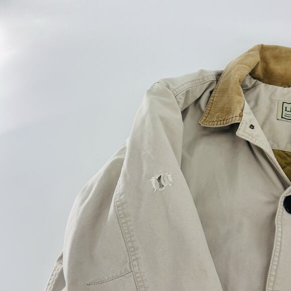 Vintage LL Bean Chore Coat Mens Size Large Beige Cotton Barn Jacket 90s Outdoor - Picture 12 of 13